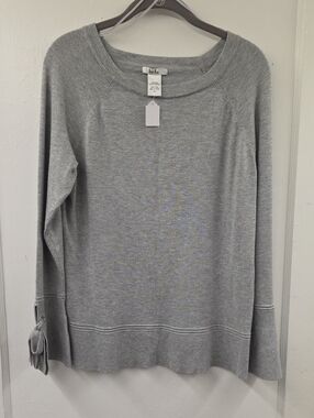 Isela Gray Tie Sleeve Knit Sweater Women's Medium